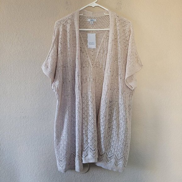 croft & barrow Sweaters - Croft & Barrow Long Cardigan Duster Size 2x Open Knit Coastal Beachy Classic Nwt